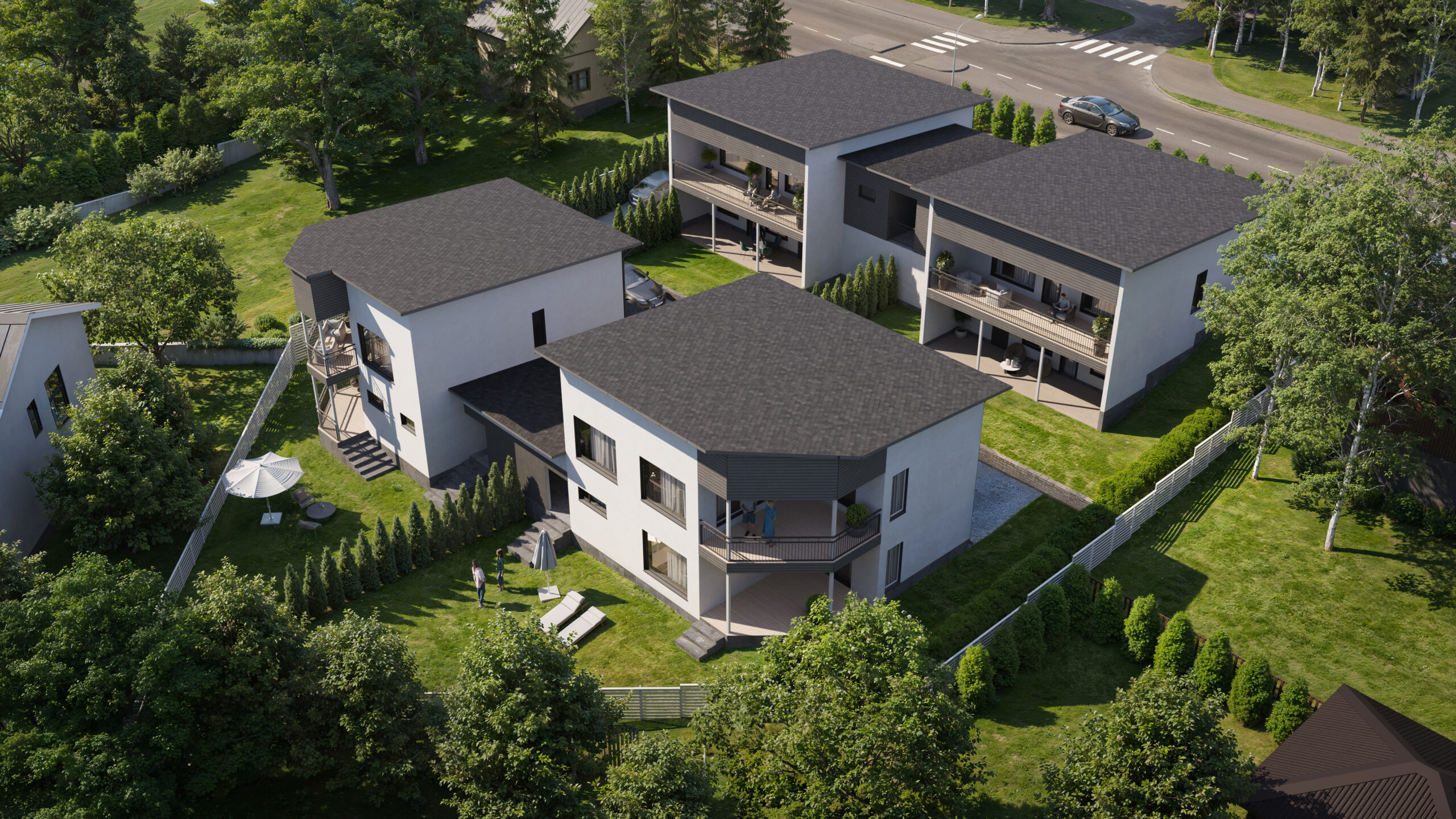 havainnekuva yhtiöstä pihojen puolelta